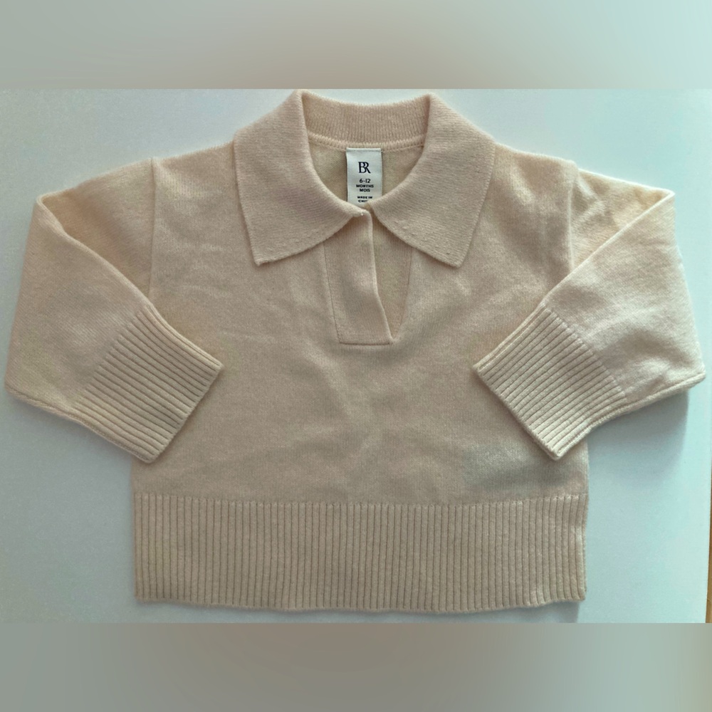Banana Republic Luna Cashmere Sweater Polo in Ecru, size 6-12 months